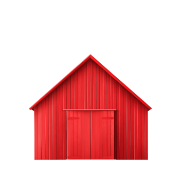Bright Red Barn with Wooden Doors Against a Clean png