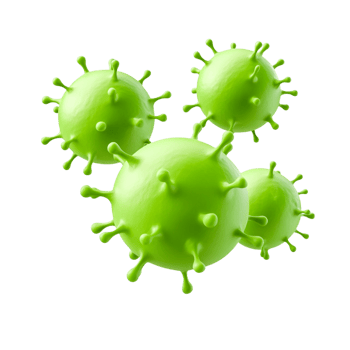Colorful Green Virus Illustration with Unique Shapes and Details png