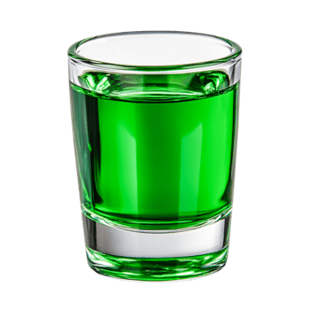 Bright Green Liquor in Clear Glass Shot Glass on png