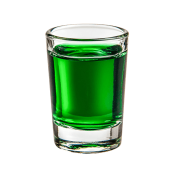 Bright Green Shot Glass Filled with Vibrant Liquor Isolated on png