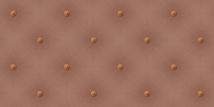 3D upholstery leather mocha color background with seams and brass pins seamless pattern graphic illustration. vector