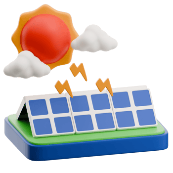 Solar panel with sun and clouds png