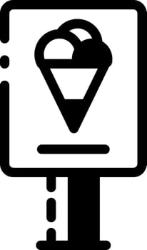 A linear style of a shop board with an ice cream sign vector