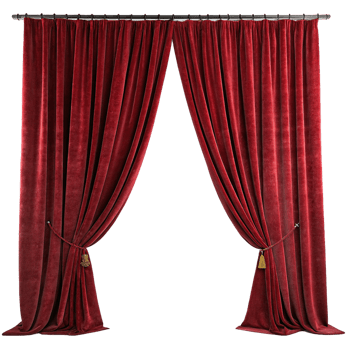 crimson velvet curtain drapped in elegance png