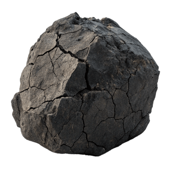 Crumbling black rock a dramatic composit on transparent background png
