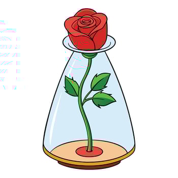 a red rose in a glass jar on a white background vector