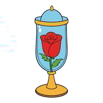 beauty and the beast rose in a glass vase vector