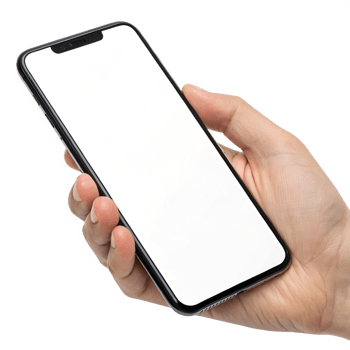 Hand Holding Smartphone with Blank White Screen Mockup for App Presentation png