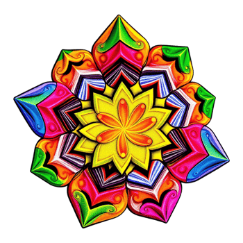 colorful flower with a center of a star transparent background png