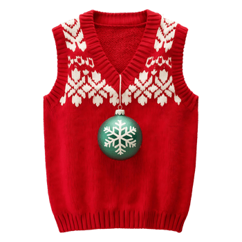 Vintage Red Knit Christmas Vest Holiday-Themed Graphic png