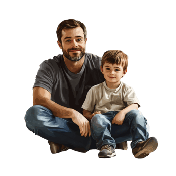 Father Holding His Son in the Air Enjoying a Playful Moment png