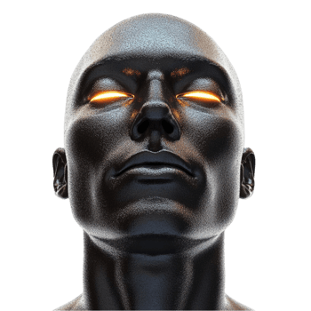 Black Metallic Face Sculpture on Transparent Background png