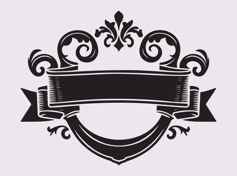 Black Silhouette of Vintage Ornate Banner with Artistic and Elegant Flourishes vector