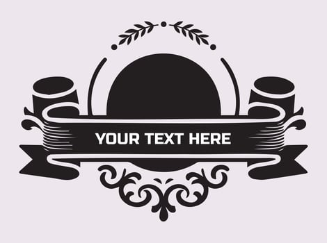 Ornate Vintage Banner Black Silhouette Design with Fine Artistic Features vector