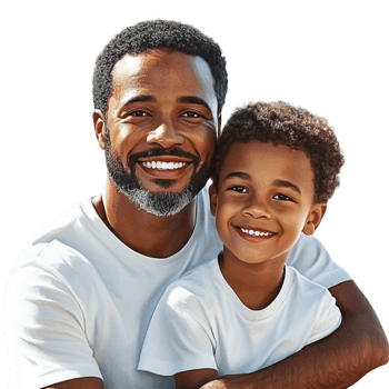 Joyful Afran Ameran Father and Son Smiling Together in a Bright Setting png