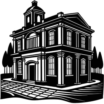 An old building with a clock tower vector