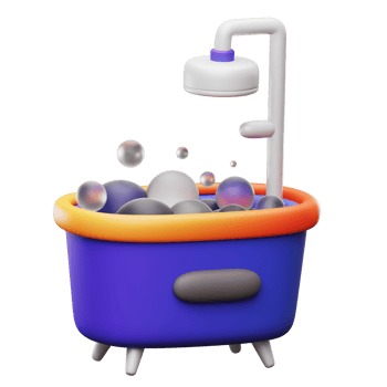 Bathub Icon 3D object Illustration png
