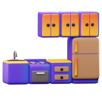 Kitchen 3D object Illustration png