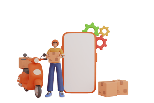Online delivery service 3D object Illustration png
