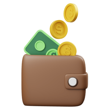 Money Wallet 3D object Illustration png