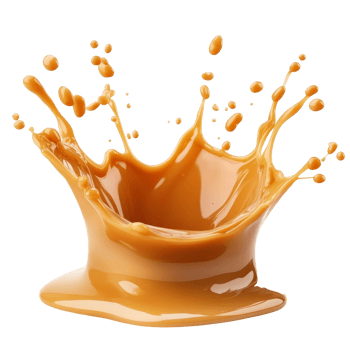 Delicious caramel splash creating dynamic patterns isolated on a bright transparent background, showcasing its rich texture, Delicious Caramel Splash isolated on transparent background png