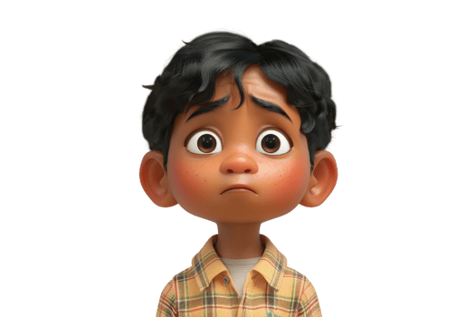 A cartoon boy with black hair and a plaid shirt png