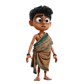 A cartoon character in a traditional indian outfit png