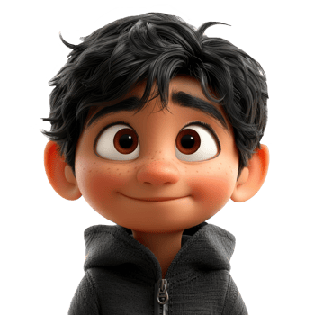 A cartoon boy with black hair and a black hoodie png