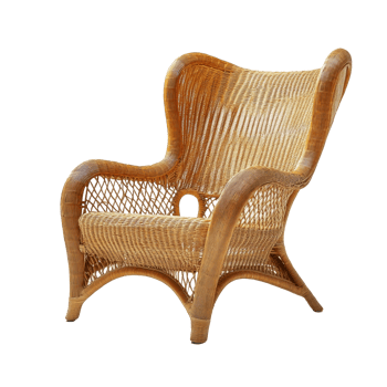 Stylish rattan chair on a clean transparent background, perfect for modern or bohemian decor in any indoor space, Rattan chair on transparent background png