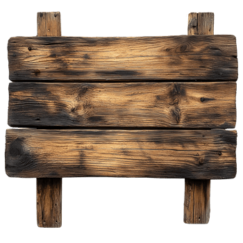 rustic wooden sign, isolated on white background. png