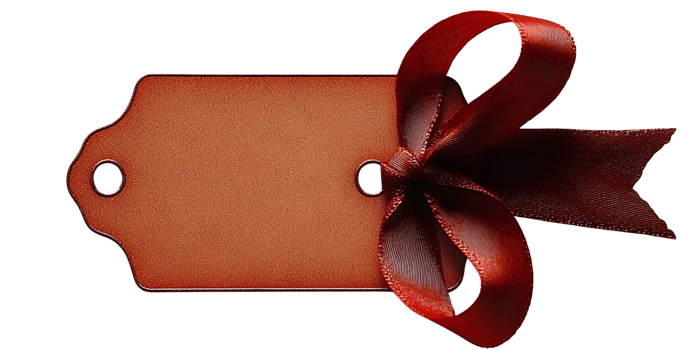 gift tag with red ribbon, isolated on white background png