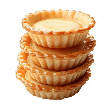 stack of delicious egg tarts on white background. png