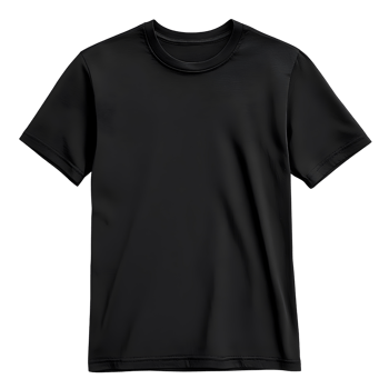 black t-shirt mockup on white background png