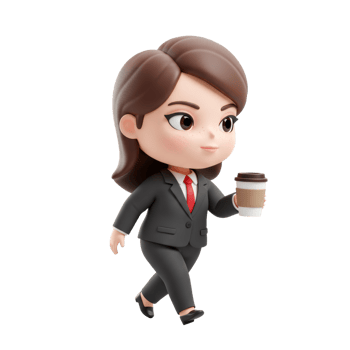 Business woman with coffee icon png