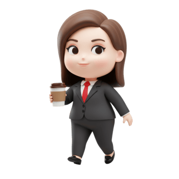 Business woman holding coffee png