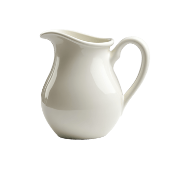 Stylish transparent milk jug stands elegantly on a minimalistic surface, perfect for serving beverages in modern settings, Milk or cream jug isolated png