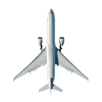 Isolated airplane viewed from above against a transparent background emphasizing its sleek design, Airplane isolated png