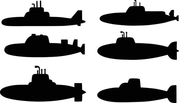 Collection of Submarine Silhouettes for Stunning Nautical Designs and Illustrations vector