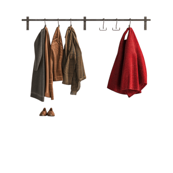 Coat rack with bench and rug displayed against a transparent background showcasing an organized entryway setup, Coat rack with bench and rug isolated on transparent background png
