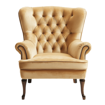 Elegant beige accent chair isolated on a transparent background showcasing its classic design, Beige Accent Chair Isolated on transparent background png