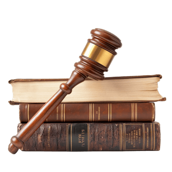 Gavel resting on stacked law books against a transparent background representing legal matters and justice, Legal Gavel on Law Books On transparent background png