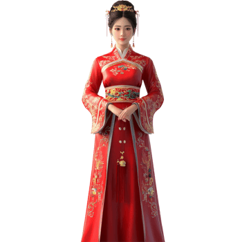 Elegant Chinese woman in traditional attire standing gracefully indoors during daylight, Standing Chinese woman full body view wearing traditional png