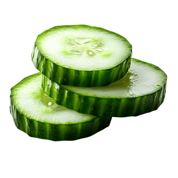 cucumber slices stacked on white background png