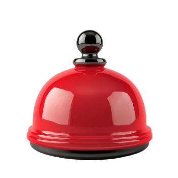Bright red service bell on a transparent background, perfect for indicating attention or service at restaurants or hotels, red ring bell isolated on transparent backgroundfile png