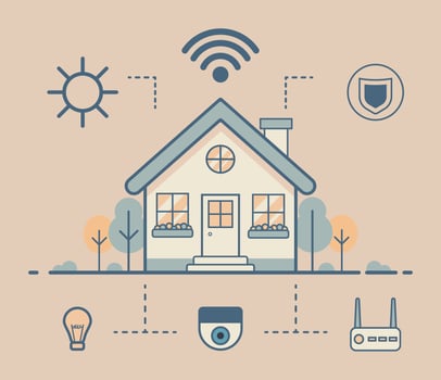 Smart Home Energy and Security Automation Banner. vector