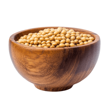 Soybeans in a wooden bowl on a transparent background, perfect for culinary and healthfocused presentations, Soy beans in wood bowl isolated on transparent background png