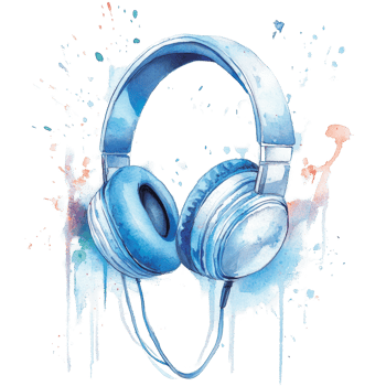 Colorful watercolor depiction of headphones on a transparent background showcasing creativity and artistic expression, headphone transparent background. Headphone transparent background png