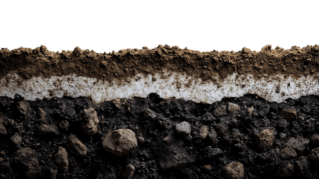 soil profile layers with isolated black background png