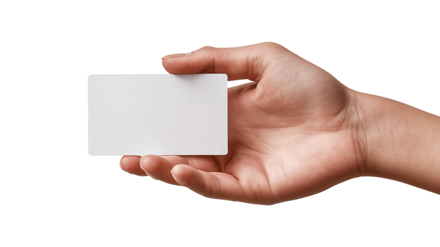 blank card held in hand on white background png