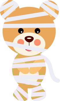 Cute Halloween mummy teddy bear vector